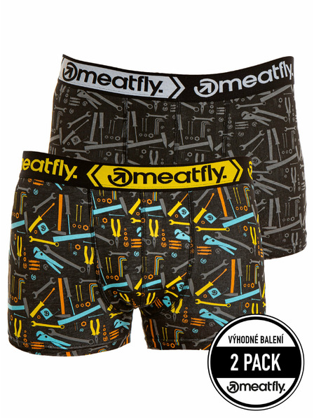 Meatfly Meatfly muške bokserice Balboa Boxershorts Double Pack Tools | Crna | Veličina