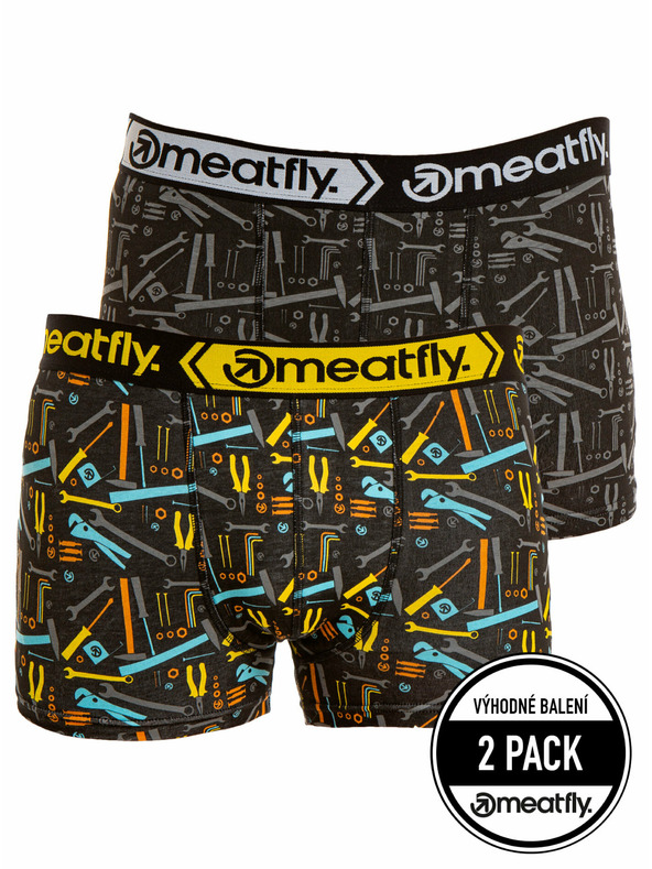 Meatfly Meatfly muške bokserice Balboa Boxershorts Double Pack Tools | Crna | Veličina