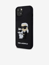 Karl Lagerfeld Karl Lagerfeld 3D Gumeni Karl and Choupette Stražnji poklopac za iPhone 15 Black