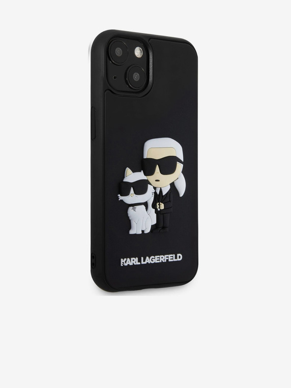 Karl Lagerfeld Karl Lagerfeld 3D Gumeni Karl and Choupette Stražnji poklopac za iPhone 15 Black