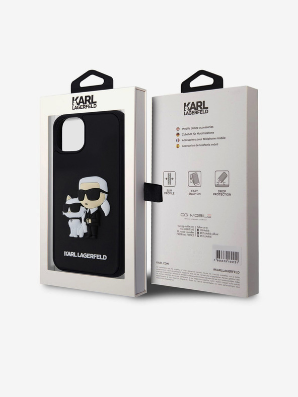 Karl Lagerfeld Karl Lagerfeld 3D Gumeni Karl and Choupette Stražnji poklopac za iPhone 15 Black
