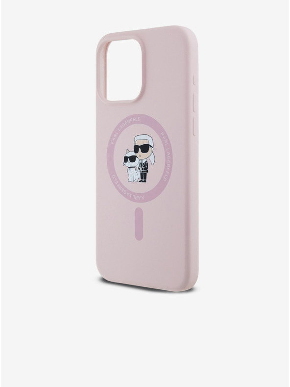 Karl Lagerfeld Stražnji poklopac za iPhone 14 Pro Karl Lagerfeld Tekući silikonski Karl and Choupette Magsafe