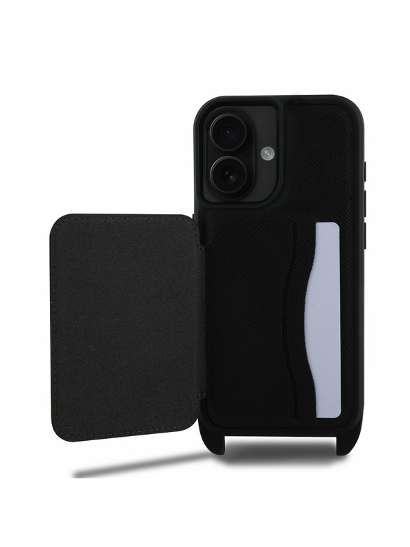 Karl Lagerfeld Karl Lagerfeld Saffiano Poprečni remen Karl and Choupette Poklopac za iPhone 16 Black