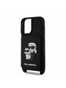 Karl Lagerfeld Karl Lagerfeld Saffiano Poprečni remen Karl and Choupette Poklopac za iPhone 16 Black