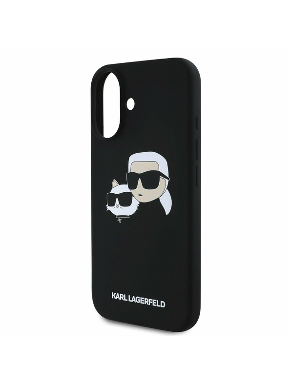 Karl Lagerfeld Karl Lagerfeld Tekući silikonski Dvostruke glave MagSafe Stražnji poklopac za iPhone 16 Plus Black