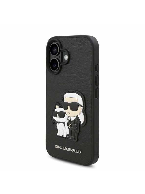 Karl Lagerfeld Karl Lagerfeld PU Saffiano Karl and Choupette Stražnji poklopac za iPhone 16 Plus Black