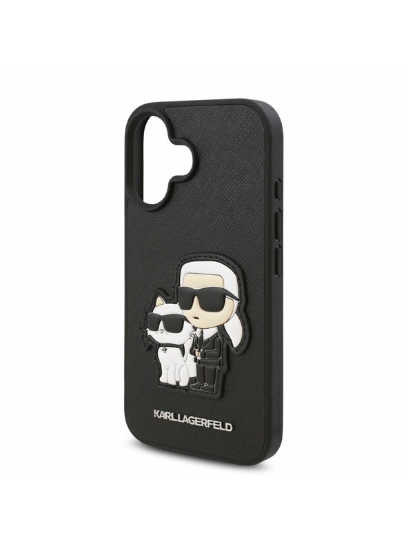 Karl Lagerfeld Karl Lagerfeld PU Saffiano Karl and Choupette Stražnji poklopac za iPhone 16 Plus Black