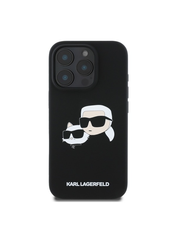 Karl Lagerfeld Karl Lagerfeld Tekući silikonski Dvostruke glave MagSafe Stražnji poklopac za iPhone 16 Pro Max Black