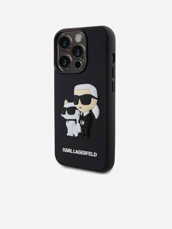 Karl Lagerfeld Karl Lagerfeld 3D Gumeni Karl and Choupette Stražnji poklopac za iPhone 15 Pro Black