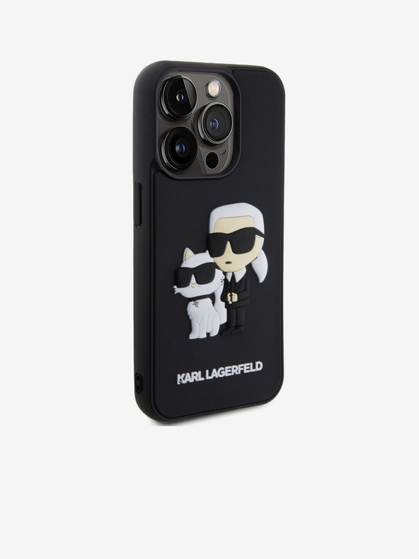 Karl Lagerfeld Karl Lagerfeld 3D Gumeni Karl and Choupette Stražnji poklopac za iPhone 15 Pro Black