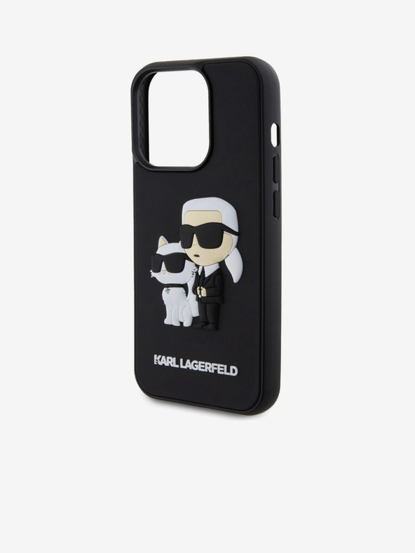 Karl Lagerfeld Karl Lagerfeld 3D Gumeni Karl and Choupette Stražnji poklopac za iPhone 15 Pro Black