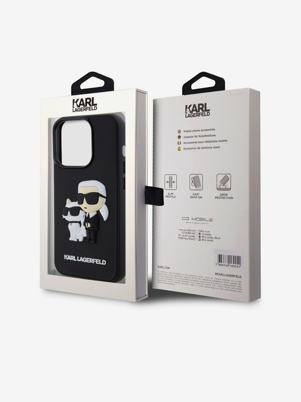 Karl Lagerfeld Karl Lagerfeld 3D Gumeni Karl and Choupette Stražnji poklopac za iPhone 15 Pro Black