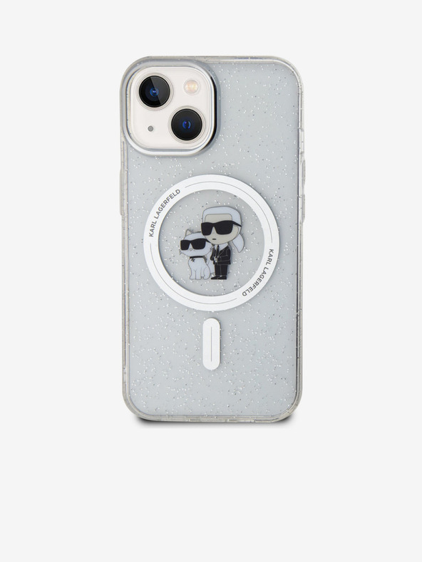 Karl Lagerfeld Karl Lagerfeld IML Šljokičasti Karl and Choupette MagSafe Stražnji poklopac za iPhone 15 Transparent