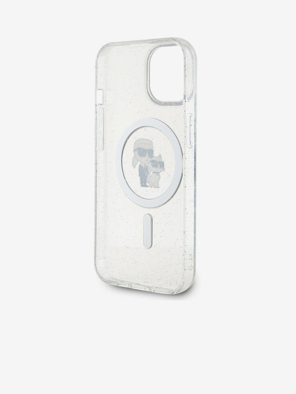 Karl Lagerfeld Karl Lagerfeld IML Šljokičasti Karl and Choupette MagSafe Stražnji poklopac za iPhone 15 Transparent