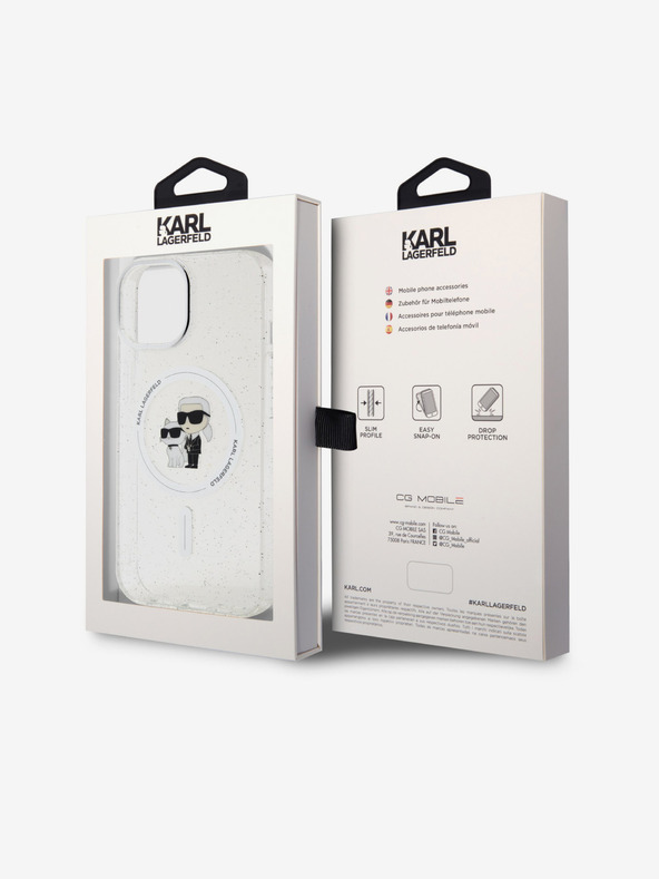 Karl Lagerfeld Karl Lagerfeld IML Šljokičasti Karl and Choupette MagSafe Stražnji poklopac za iPhone 15 Transparent