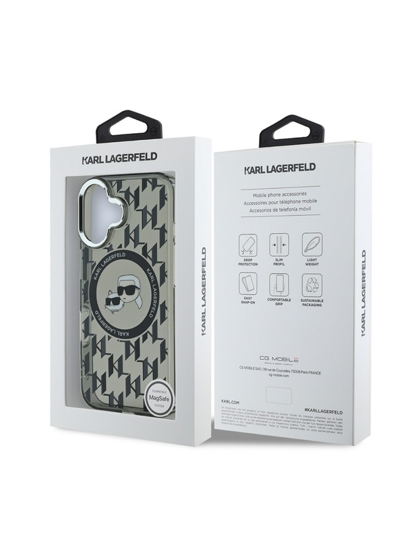 Karl Lagerfeld Karl Lagerfeld IML Monogram K&CH Glave MagSafe Stražnji poklopac za iPhone 16 Black