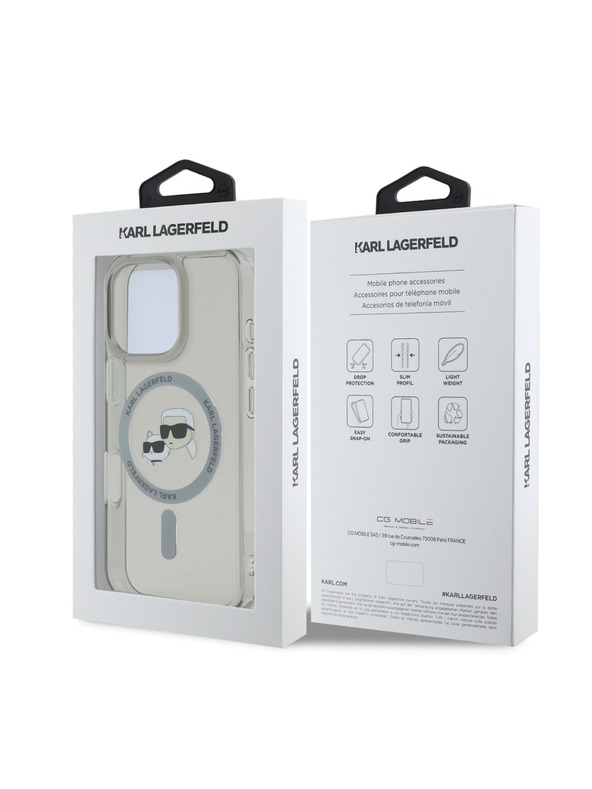 Karl Lagerfeld Karl Lagerfeld IML K&CH Glave Metalni okvir MagSafe Stražnji poklopac za iPhone 16 Pro Max Black