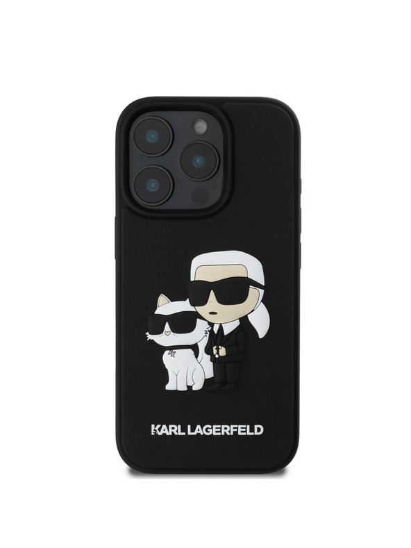 Karl Lagerfeld Karl Lagerfeld PU Saffiano Karl and Choupette Stražnji poklopac za iPhone 16 Pro Black