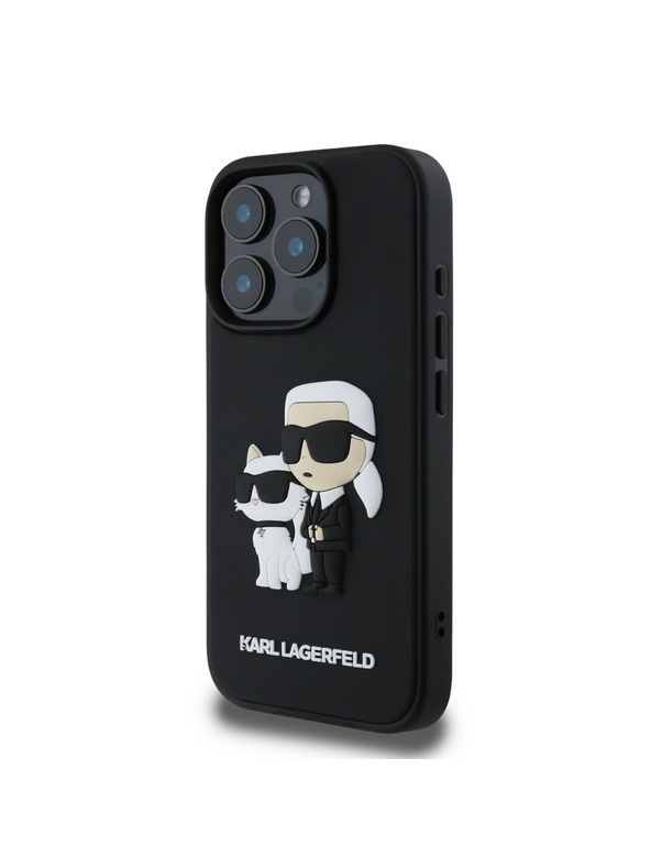 Karl Lagerfeld Karl Lagerfeld PU Saffiano Karl and Choupette Stražnji poklopac za iPhone 16 Pro Black