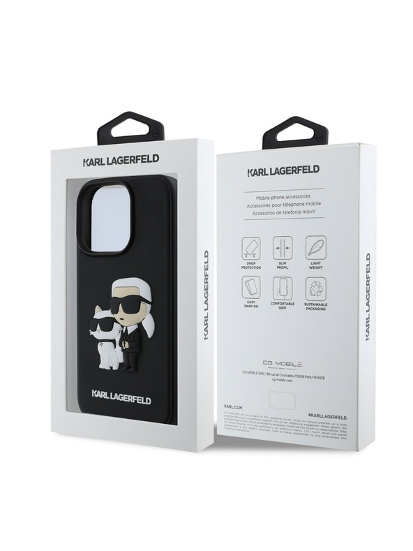 Karl Lagerfeld Karl Lagerfeld PU Saffiano Karl and Choupette Stražnji poklopac za iPhone 16 Pro Black