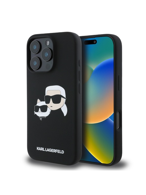 Karl Lagerfeld Karl Lagerfeld Tekući silikonski Dvostruke glave MagSafe Stražnji poklopac za iPhone 16 Pro Black