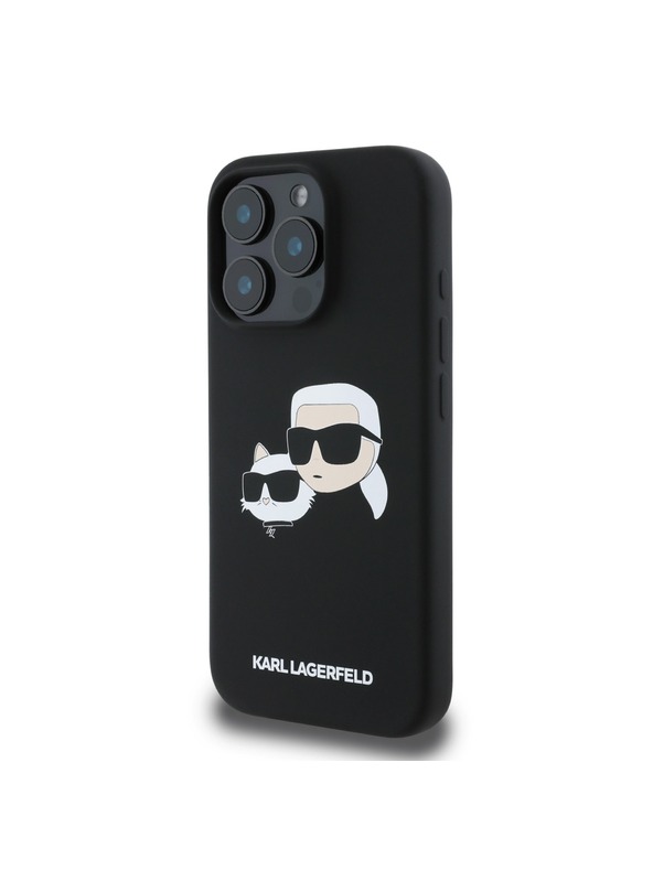 Karl Lagerfeld Karl Lagerfeld Tekući silikonski Dvostruke glave MagSafe Stražnji poklopac za iPhone 16 Pro Black