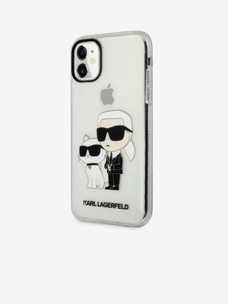 Karl Lagerfeld IML Šljokičasti Karl and Choupette NFT Stražnji poklopac za iPhone 11 Transparent Karl Lagerfeld