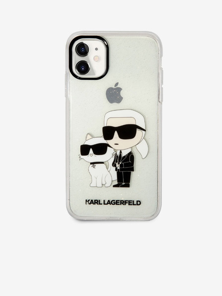 Karl Lagerfeld IML Šljokičasti Karl and Choupette NFT Stražnji poklopac za iPhone 11 Transparent Karl Lagerfeld