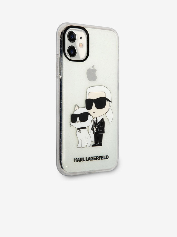 Karl Lagerfeld IML Šljokičasti Karl and Choupette NFT Stražnji poklopac za iPhone 11 Transparent Karl Lagerfeld