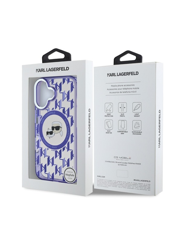 Karl Lagerfeld Karl Lagerfeld IML Monogram K&CH Glave MagSafe Stražnji poklopac za iPhone 16 Purple