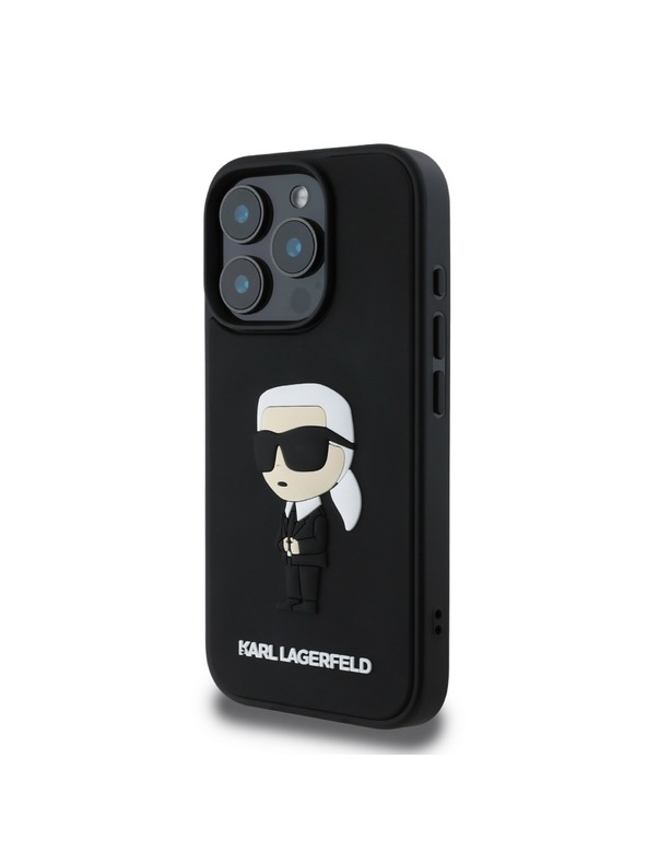 Karl Lagerfeld Karl Lagerfeld 3D Gumeni Ikonski Stražnji poklopac za iPhone 16 Pro Max Black