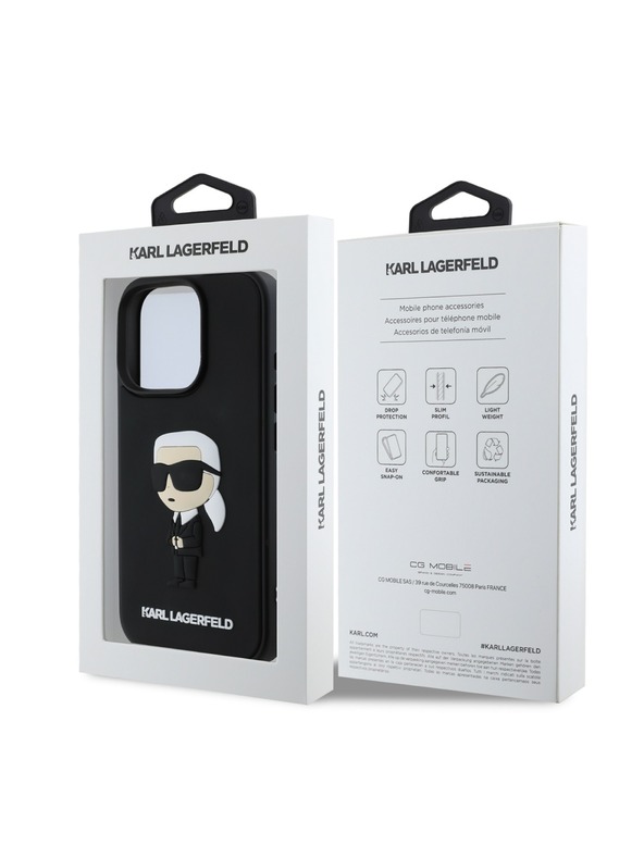 Karl Lagerfeld Karl Lagerfeld 3D Gumeni Ikonski Stražnji poklopac za iPhone 16 Pro Max Black
