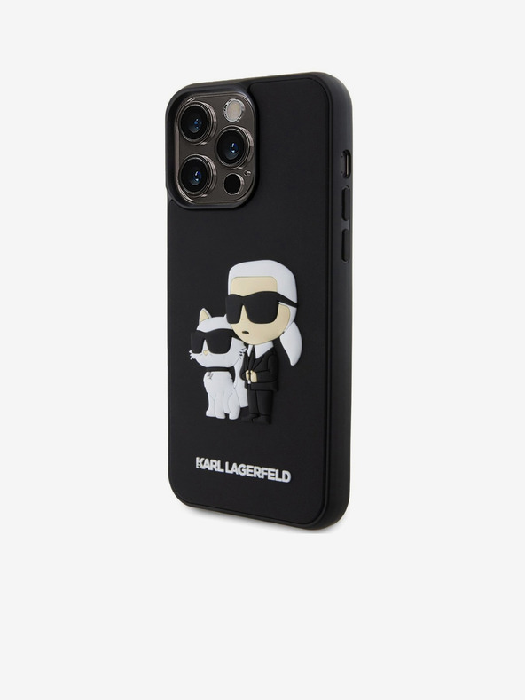 Karl Lagerfeld 3D Gumeni Karl and Choupette Stražnji poklopac za iPhone 15 Pro Max Black Karl Lagerfeld
