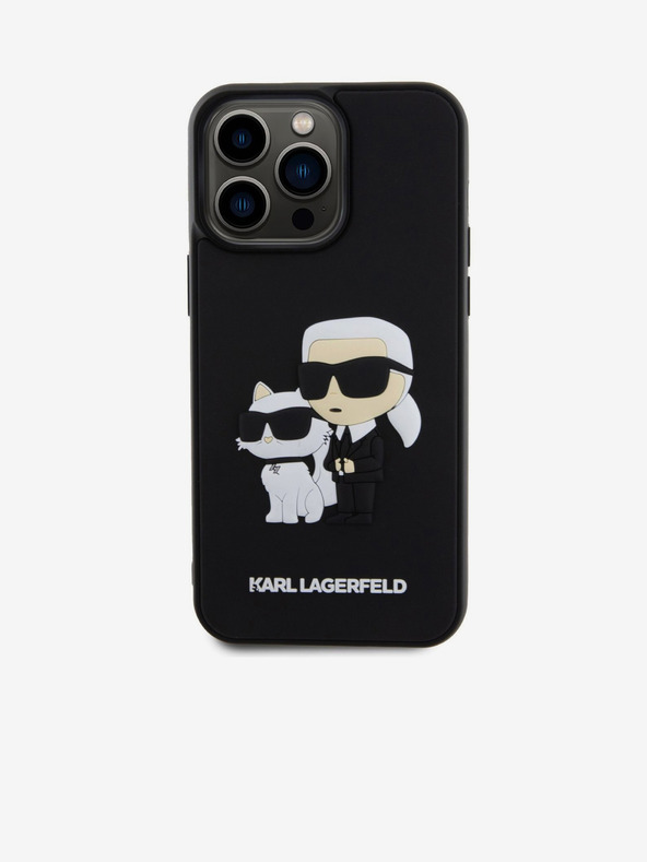 Karl Lagerfeld 3D Gumeni Karl and Choupette Stražnji poklopac za iPhone 15 Pro Max Black Karl Lagerfeld