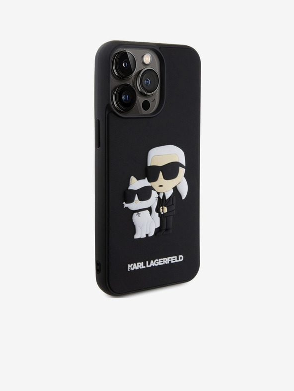 Karl Lagerfeld 3D Gumeni Karl and Choupette Stražnji poklopac za iPhone 15 Pro Max Black Karl Lagerfeld