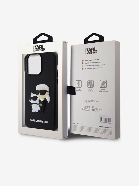 Karl Lagerfeld 3D Gumeni Karl and Choupette Stražnji poklopac za iPhone 15 Pro Max Black Karl Lagerfeld