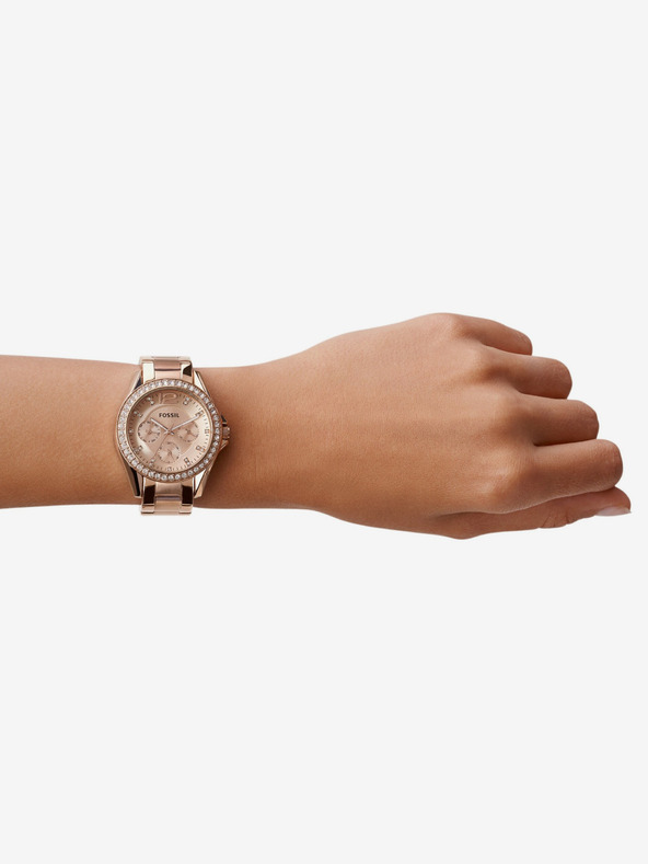 Fossil Ružičasto zlatni ženski satovi Fossil Riley