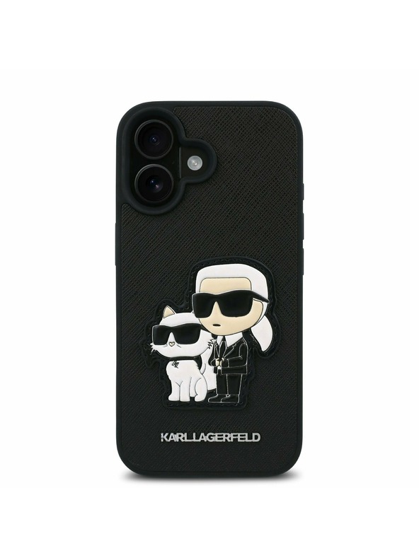 Karl Lagerfeld Karl Lagerfeld PU Saffiano Karl and Choupette Stražnji Poklopac za iPhone 16 Crna