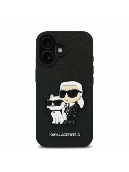 Karl Lagerfeld Karl Lagerfeld PU Saffiano Karl and Choupette Stražnji Poklopac za iPhone 16 Crna