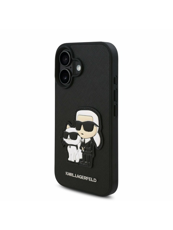 Karl Lagerfeld Karl Lagerfeld PU Saffiano Karl and Choupette Stražnji Poklopac za iPhone 16 Crna