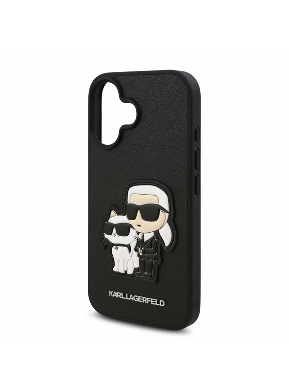 Karl Lagerfeld Karl Lagerfeld PU Saffiano Karl and Choupette Stražnji Poklopac za iPhone 16 Crna