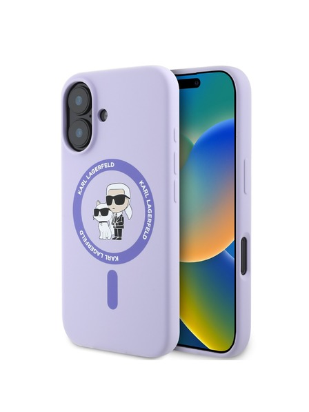 Karl Lagerfeld Karl Lagerfeld Liquid Silicone Karl and Choupette MagSafe Stražnji Poklopac za iPhone 16 Ljubičasta