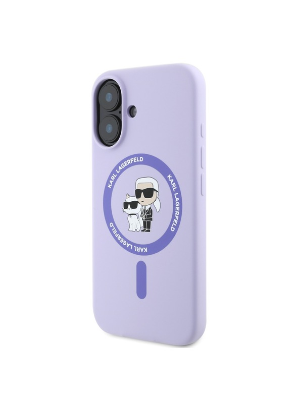Karl Lagerfeld Karl Lagerfeld Liquid Silicone Karl and Choupette MagSafe Stražnji Poklopac za iPhone 16 Ljubičasta