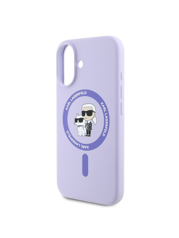 Karl Lagerfeld Karl Lagerfeld Liquid Silicone Karl and Choupette MagSafe Stražnji Poklopac za iPhone 16 Ljubičasta