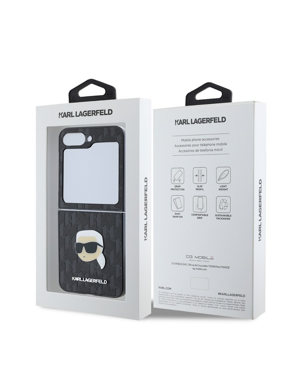 Karl Lagerfeld Karl Lagerfeld PU Saffiano Monogram Karl Head Stražnji Poklopac za Samsung Galaxy Z Flip 6 Crna