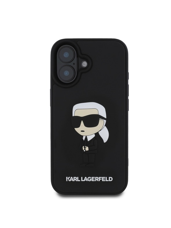 Karl Lagerfeld Karl Lagerfeld 3D Rubber Ikonik Stražnji Poklopac za iPhone 16 Crna