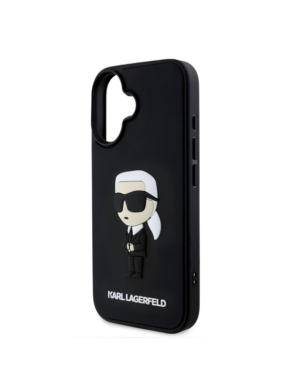 Karl Lagerfeld Karl Lagerfeld 3D Rubber Ikonik Stražnji Poklopac za iPhone 16 Crna