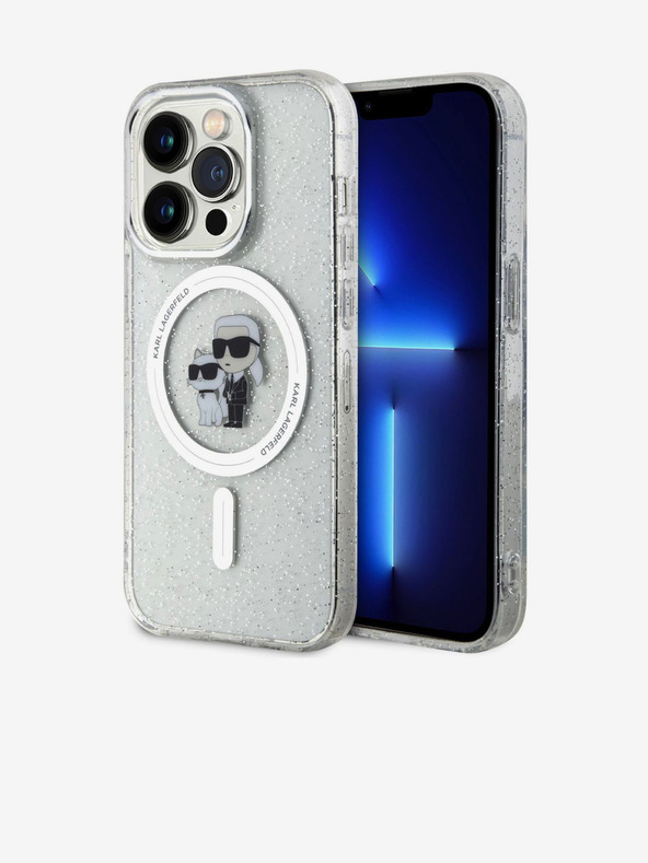 Karl Lagerfeld Karl Lagerfeld IML Glitter Karl and Choupette MagSafe Stražnji Poklopac za iPhone 15 Pro Prozirna