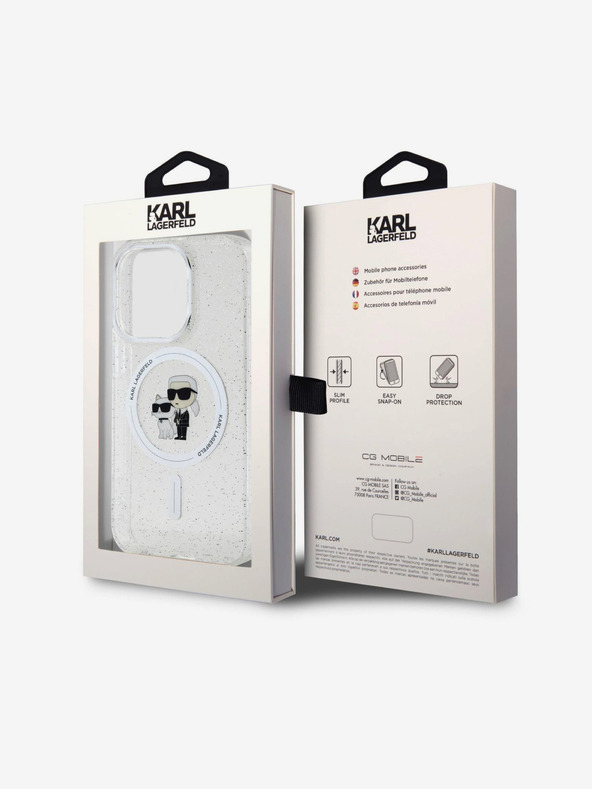 Karl Lagerfeld Karl Lagerfeld IML Glitter Karl and Choupette MagSafe Stražnji Poklopac za iPhone 15 Pro Prozirna