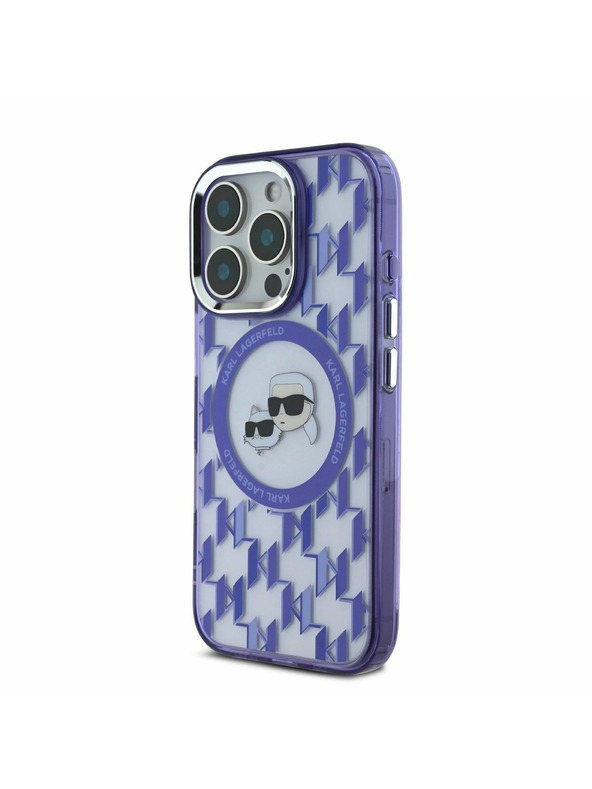 Karl Lagerfeld Karl Lagerfeld IML Monogram K&CH Heads MagSafe Stražnji Poklopac za iPhone 16 Pro Ljubičasta